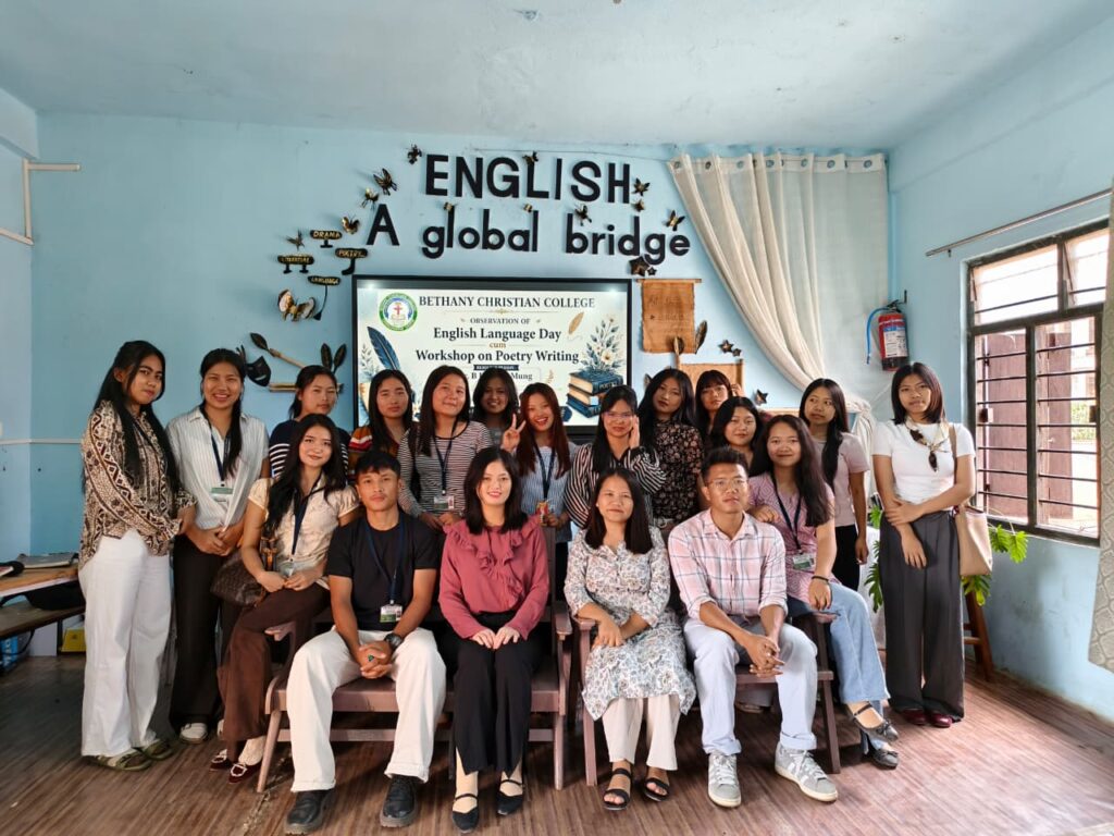Resource person Principal Dr. B. Kam Za Mung sharing valuable insights into poetry writing during the Observation of English Language Day cum Workshop on Poetry Writing organized by the Department of English in collaboration with IQAC, BCC, on 23rd April 2026.